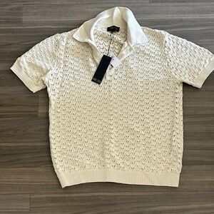 Elegant Cream Knit Polo Shirt